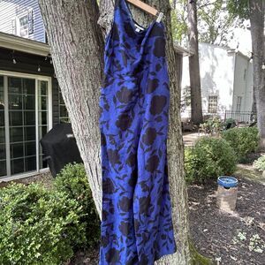 Kate Spade x Target One Shoulder Jumpsuit Size 8 Linen Floral Print Wide Leg